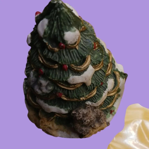 Vintage Ceramic Hinged Christmas Tree With Santa & Woodland Animals Holiday "3" - Picture 6 of 9